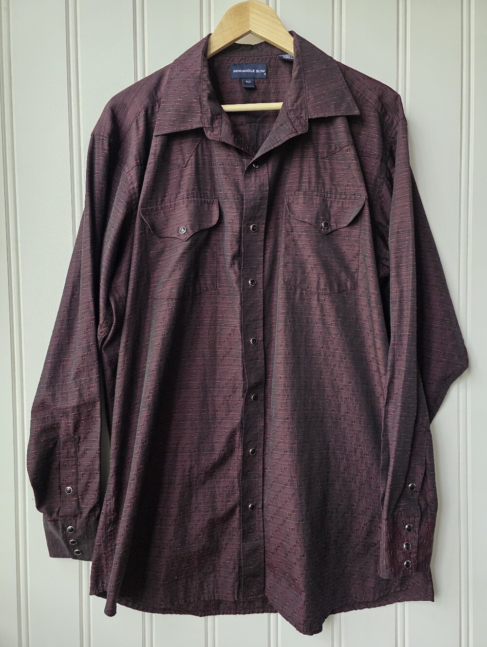 Panhandle Slim Pearl Snap Western Wear Cowboy Buttom Up Maroon Shirt XLT